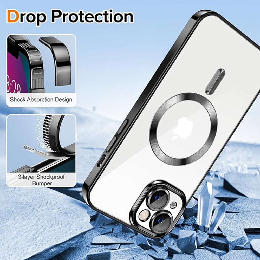 Husa de protectie Techsuit Luxury Crystal MagSafe compatibil cu iPhone 13, Negru