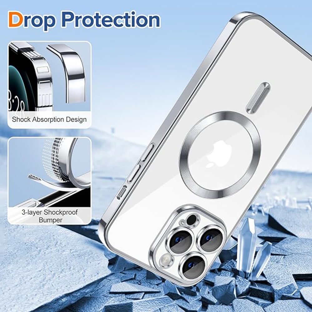 Husa de protectie Techsuit Luxury Crystal MagSafe compatibil cu iPhone 12 Pro, Argintiu