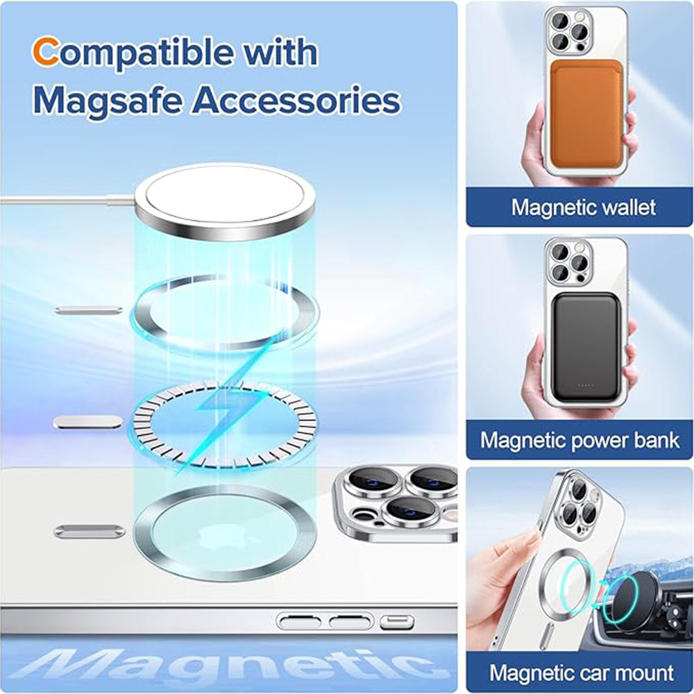 Husa de protectie Techsuit Luxury Crystal MagSafe compatibil cu iPhone 12 Pro, Argintiu