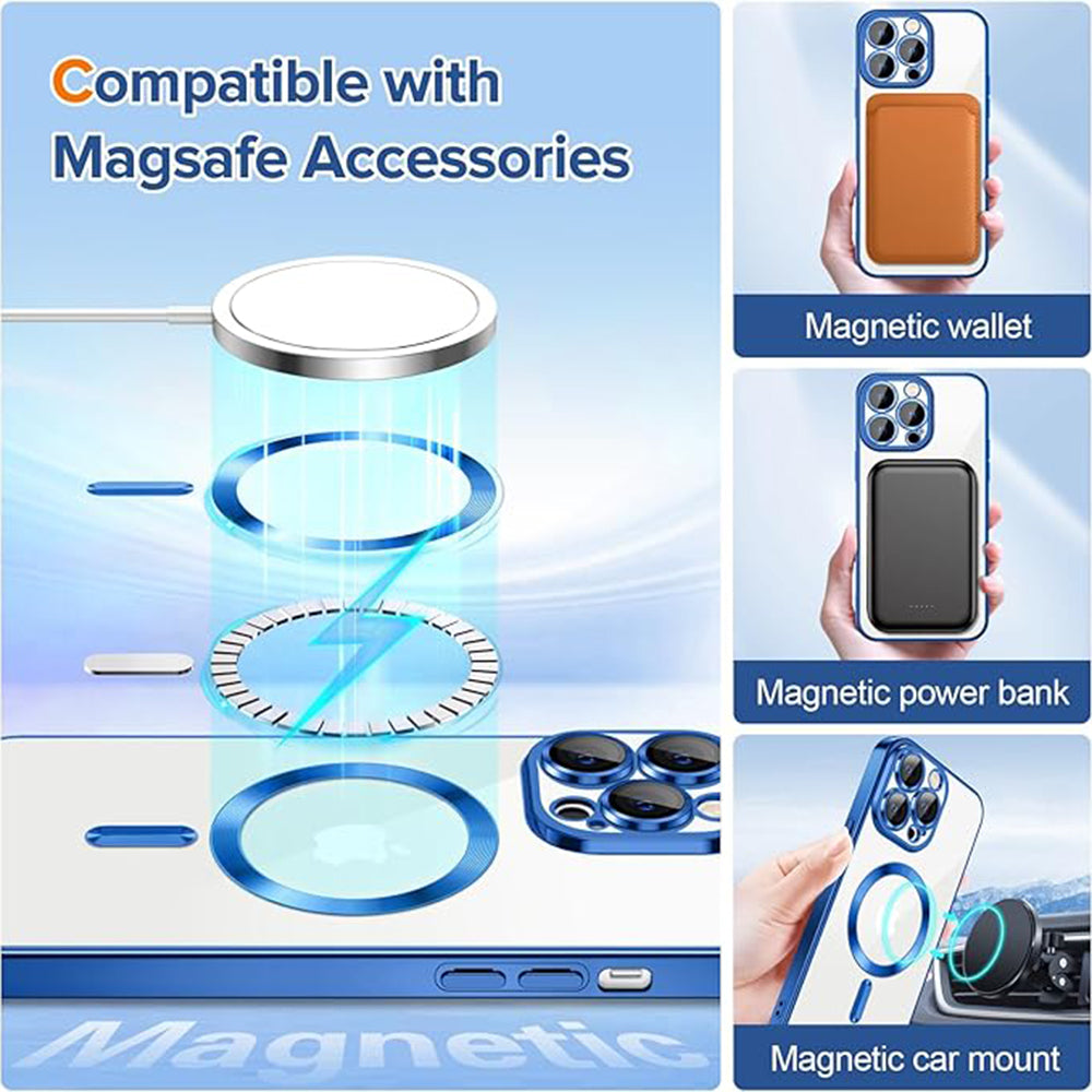 Husa de protectie Techsuit Luxury Crystal MagSafe compatibil cu iPhone 12 Pro, Albastru