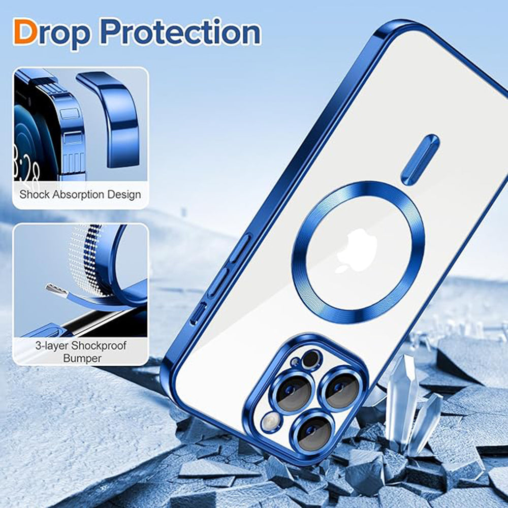 Husa de protectie Techsuit Luxury Crystal MagSafe compatibil cu iPhone 12 Pro Max, Albastru