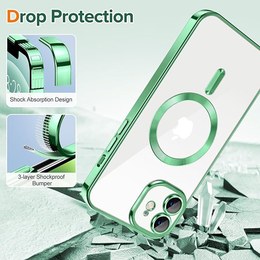 Husa de protectie Techsuit Luxury Crystal MagSafe compatibil cu iPhone 12, Verde deschis