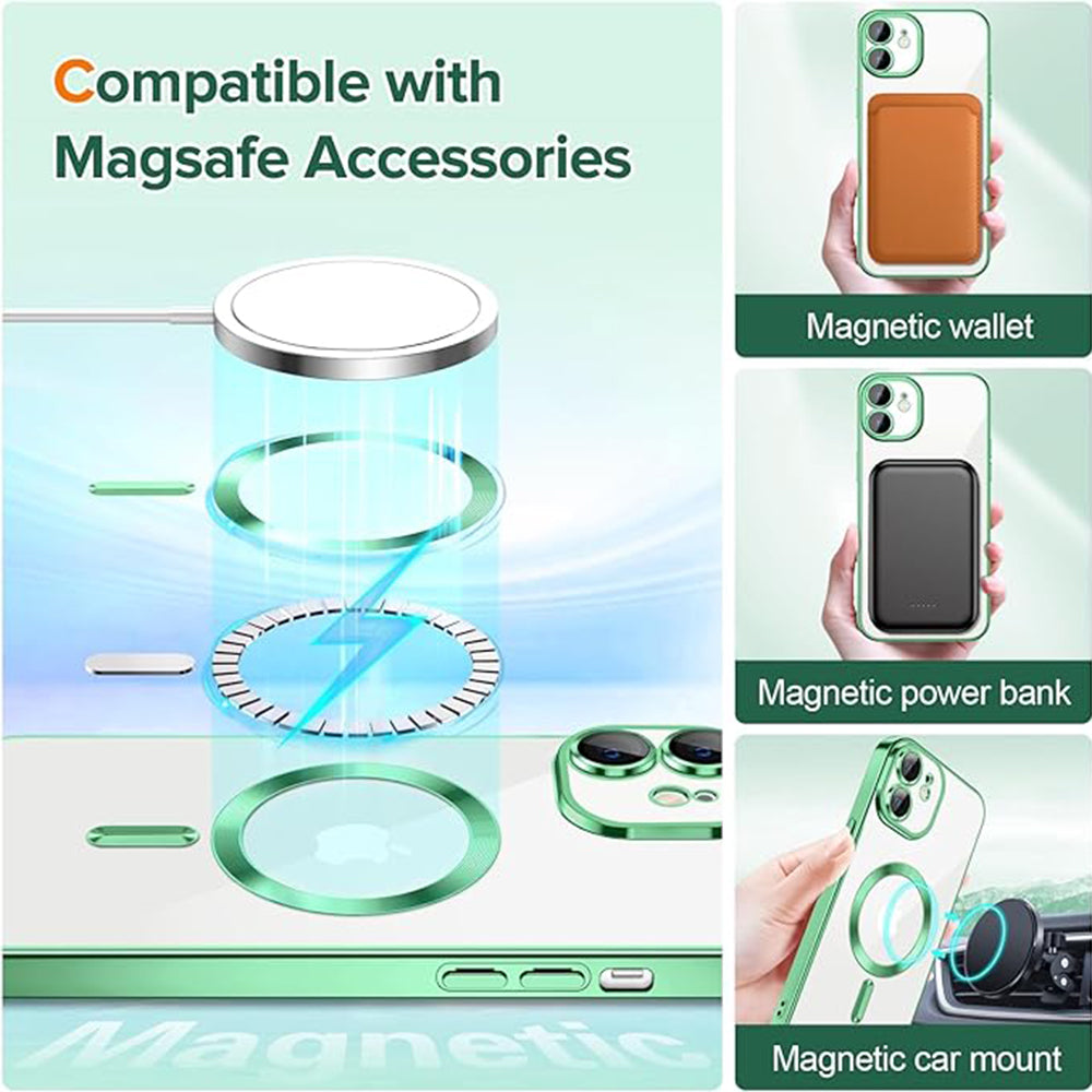 Husa de protectie Techsuit Luxury Crystal MagSafe compatibil cu iPhone 12, Verde deschis