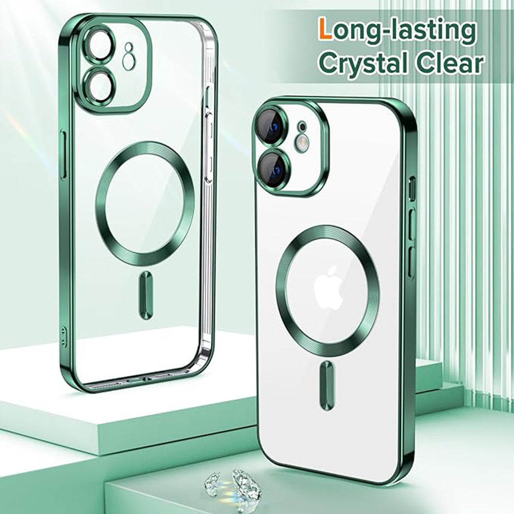 Husa de protectie Techsuit Luxury Crystal MagSafe compatibil cu iPhone 12, Verde inchis