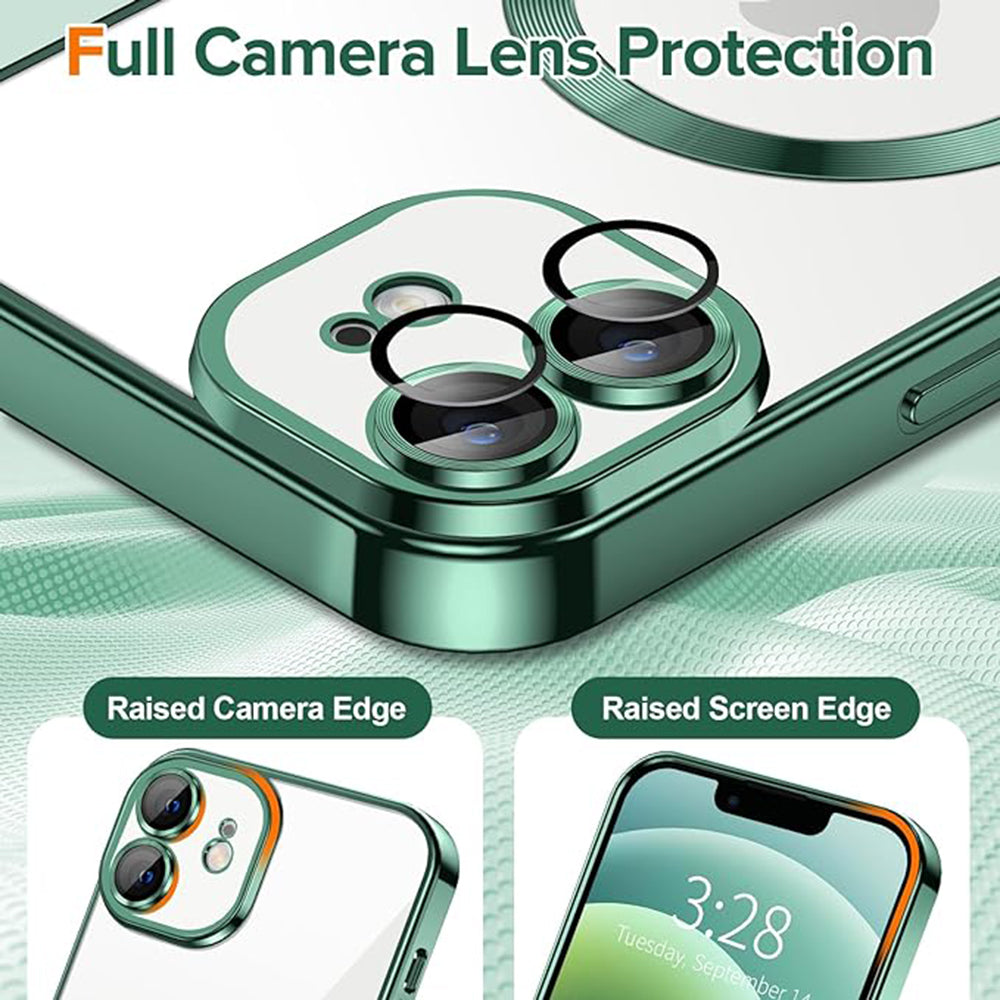 Husa de protectie Techsuit Luxury Crystal MagSafe compatibil cu iPhone 12, Verde inchis