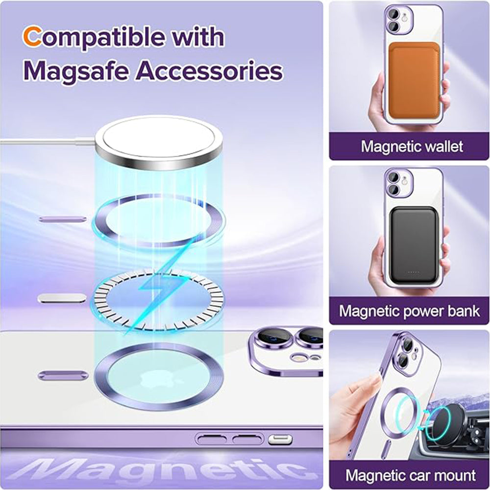 Husa de protectie Techsuit Luxury Crystal MagSafe compatibil cu iPhone 12, Mov