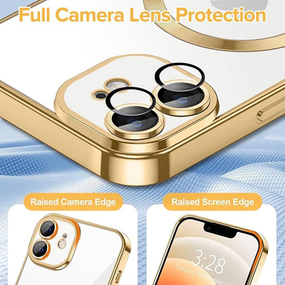 Husa de protectie Techsuit Luxury Crystal MagSafe compatibil cu iPhone 12, Auriu