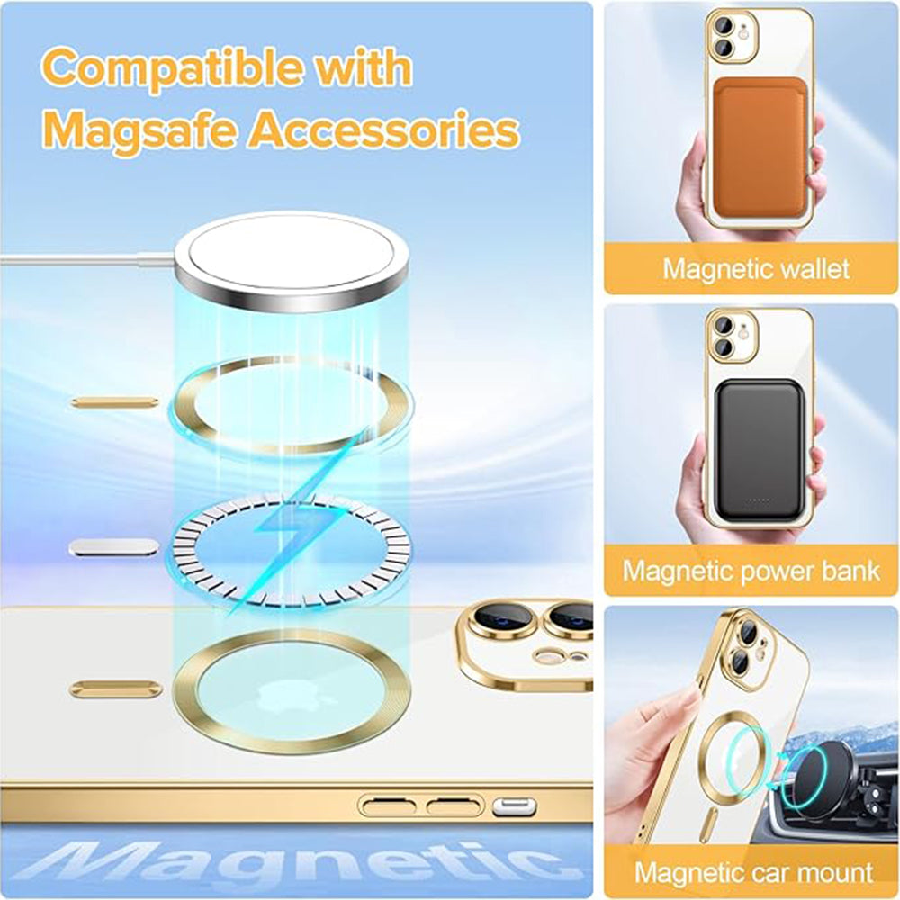 Husa de protectie Techsuit Luxury Crystal MagSafe compatibil cu iPhone 12, Auriu