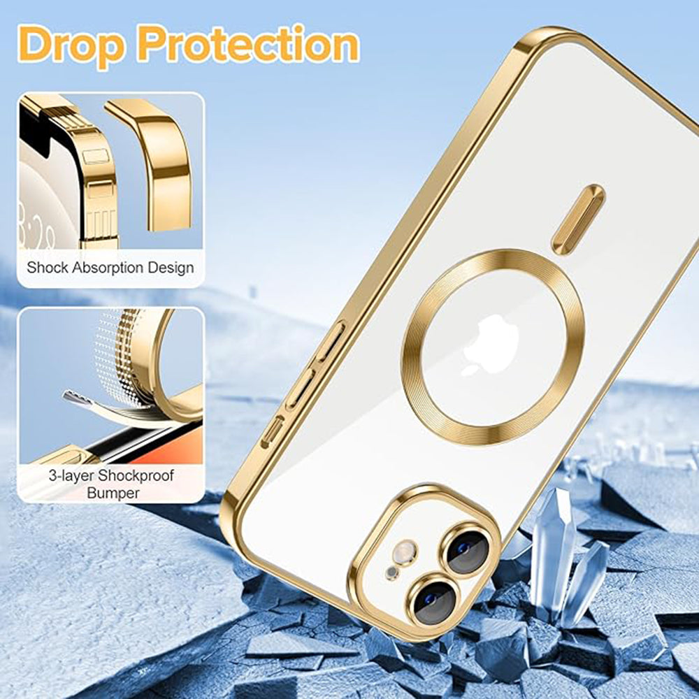 Husa de protectie Techsuit Luxury Crystal MagSafe compatibil cu iPhone 12, Auriu