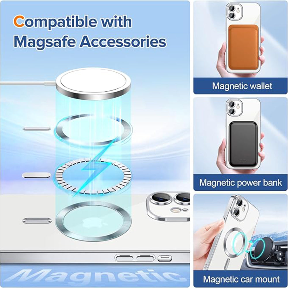 Husa de protectie Techsuit Luxury Crystal MagSafe compatibil cu iPhone 12, Argintiu