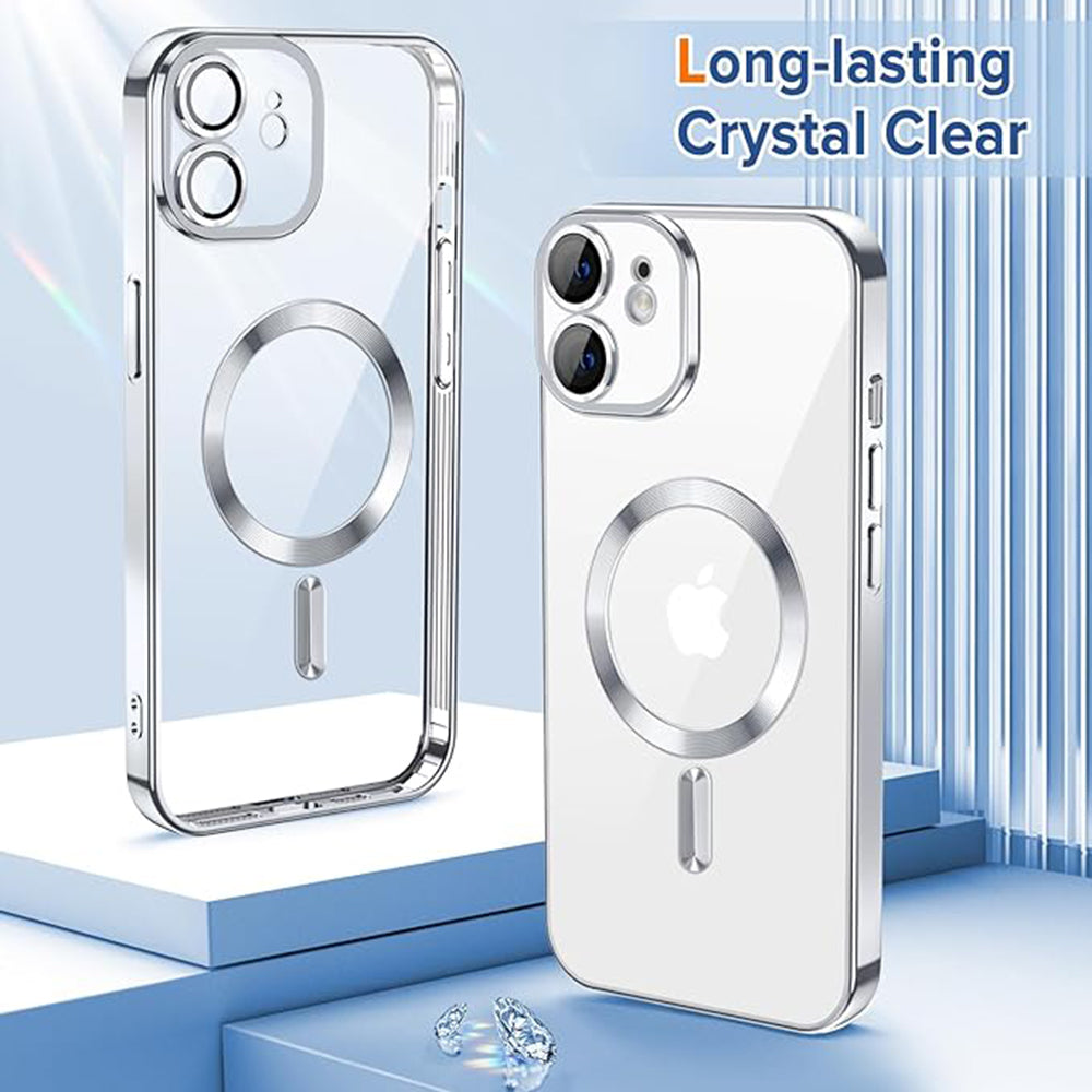 Husa de protectie Techsuit Luxury Crystal MagSafe compatibil cu iPhone 12, Argintiu