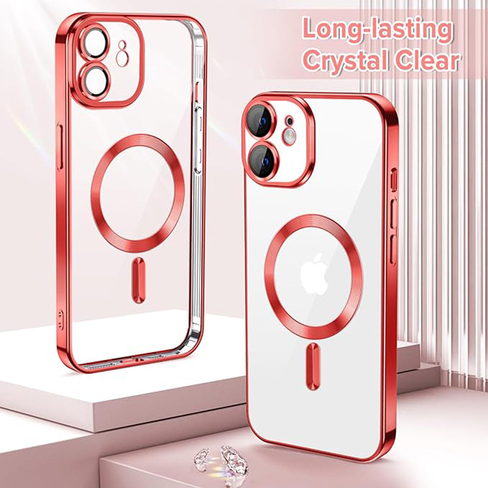 Husa de protectie Techsuit Luxury Crystal MagSafe compatibil cu iPhone 12, Roșu