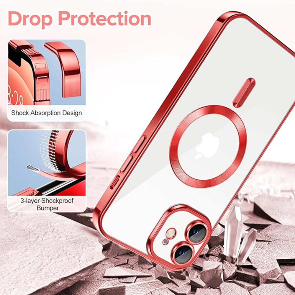 Husa de protectie Techsuit Luxury Crystal MagSafe compatibil cu iPhone 12, Roșu