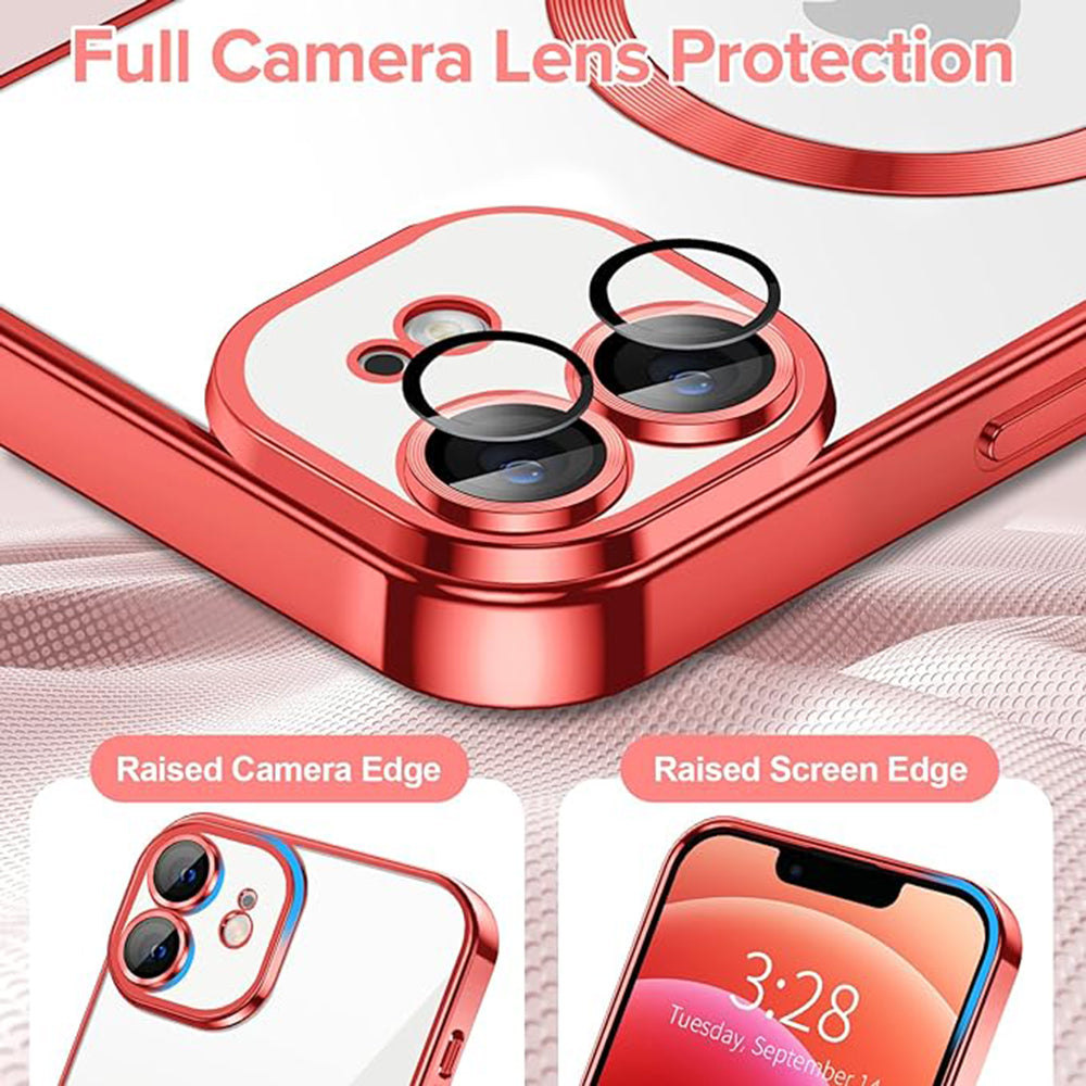 Husa de protectie Techsuit Luxury Crystal MagSafe compatibil cu iPhone 12, Roșu