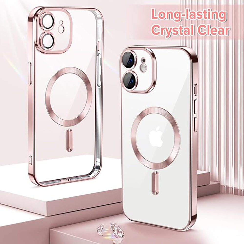 Husa de protectie Techsuit Luxury Crystal MagSafe compatibil cu iPhone 12, Roz