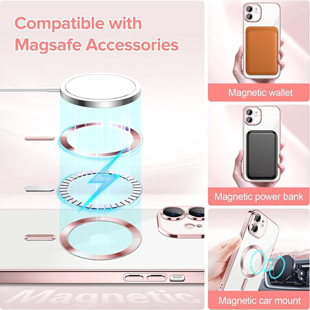 Husa de protectie Techsuit Luxury Crystal MagSafe compatibil cu iPhone 12, Roz
