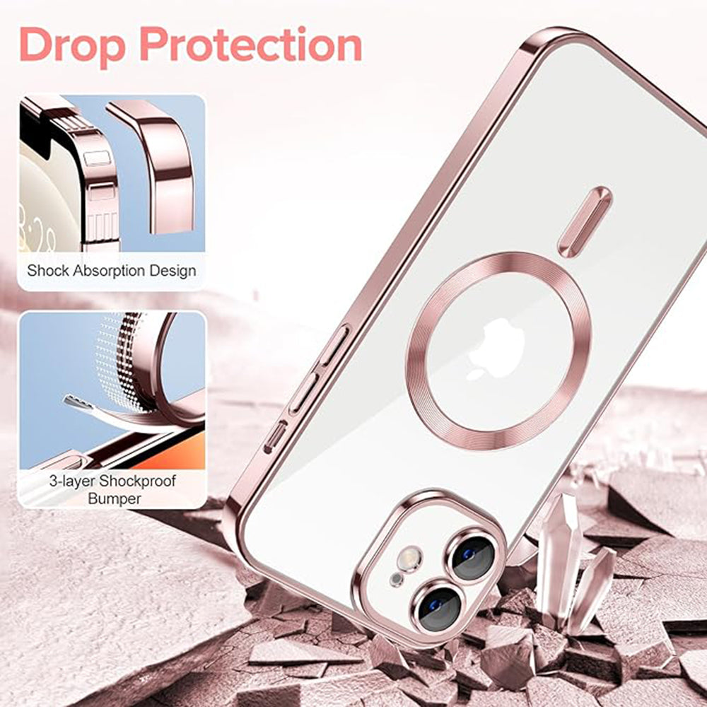 Husa de protectie Techsuit Luxury Crystal MagSafe compatibil cu iPhone 12, Roz