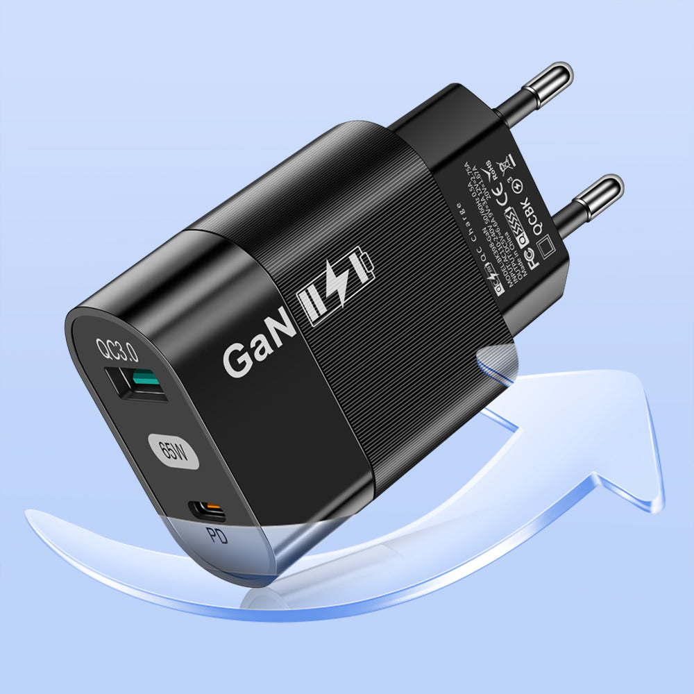 Techsuit - Wall Charger (CHPD131) - GaN, USB, Type-C, Fast Charge, 65W - Black