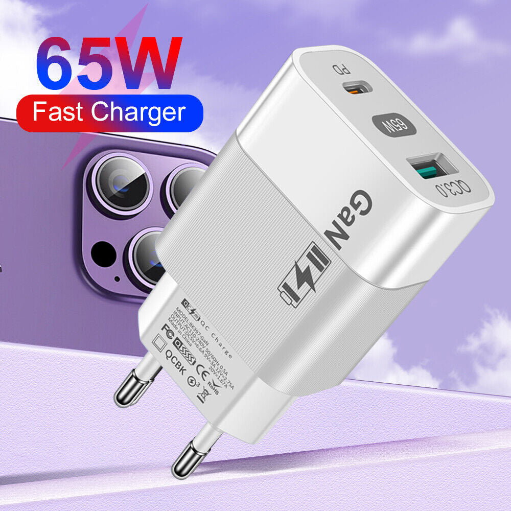 Techsuit - Wall Charger (CHPD131) - GaN, USB, Type-C, Fast Charge, 65W - White