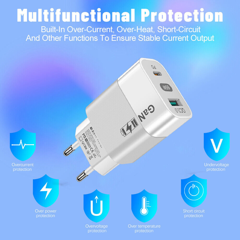 Techsuit - Wall Charger (CHPD131) - GaN, USB, Type-C, Fast Charge, 65W - White