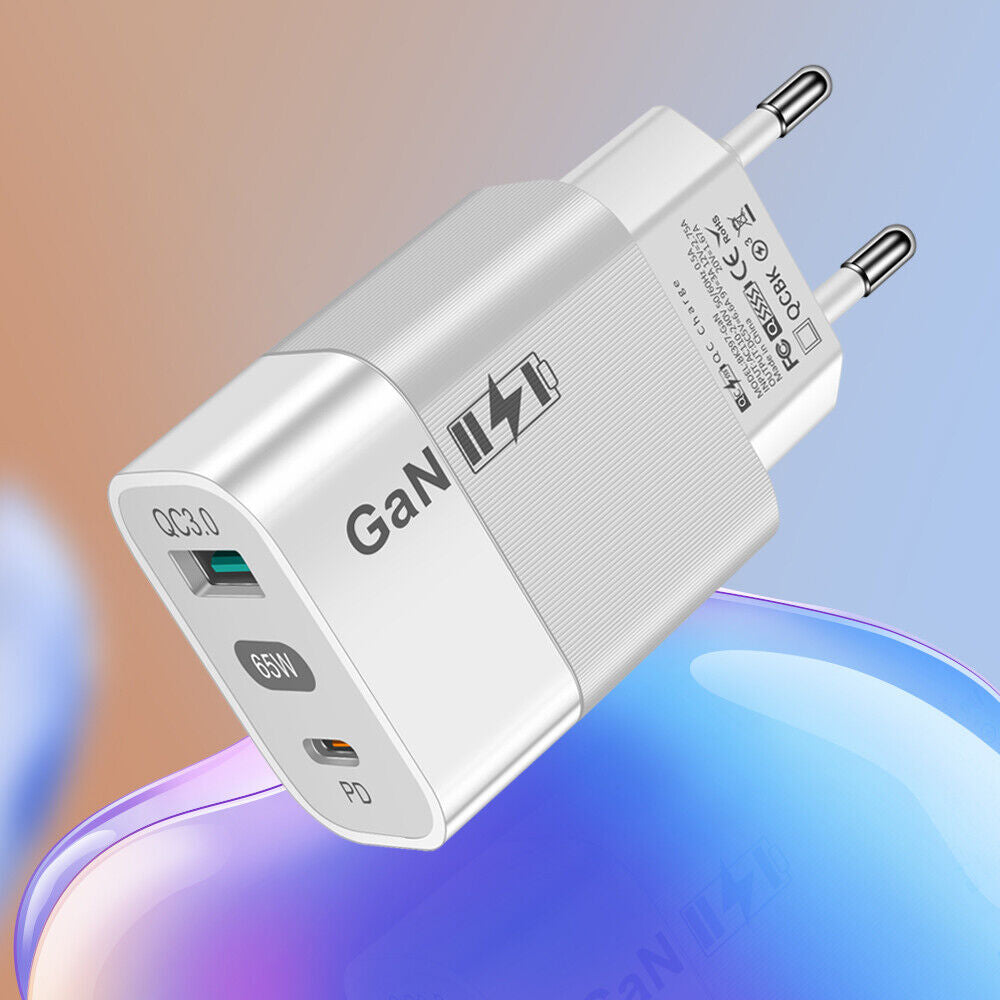 Techsuit - Wall Charger (CHPD131) - GaN, USB, Type-C, Fast Charge, 65W - White