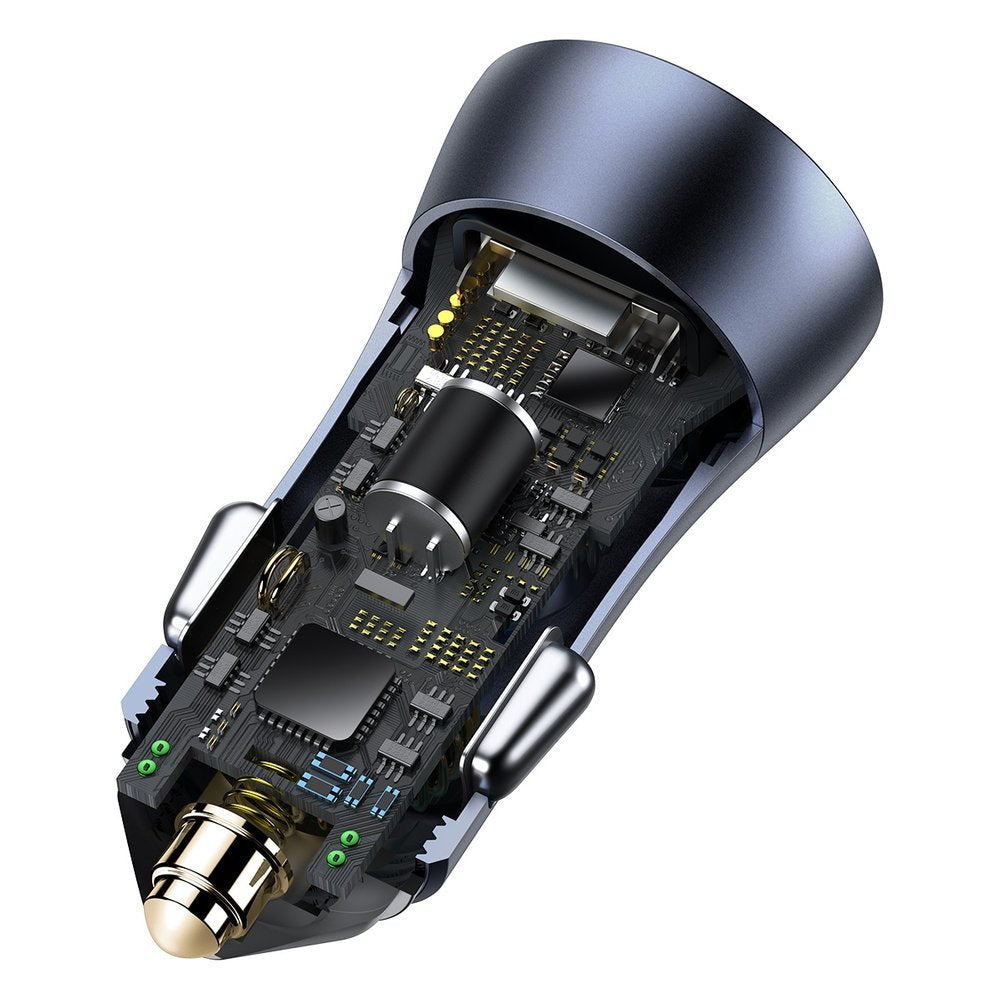 Baseus - Car Charger Golden Pro (TZCCJD-B0G) - USB-A, USB-C, 40W with Cable Type-C to Lightning - Dark Gray