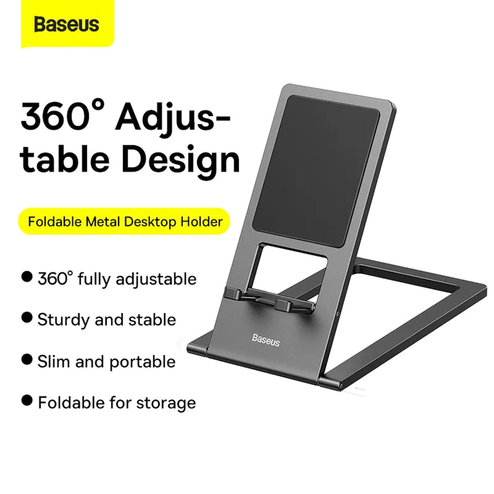 Baseus - Desk Holder Foldable (LUKP000013) - for Phone/Tablet with Silicon Pad, Foldable, 360° Adjustable, Aluminium - G