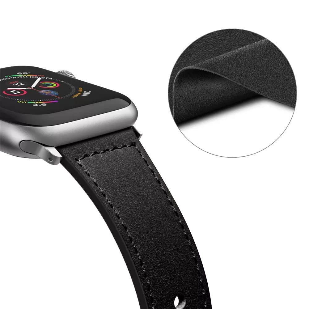 Techsuit - Watchband (W033) for MEN - Apple Watch 1/2/3/4/5/6/7/8/9/10/11/SE/SE 2/SE 3 (38/40/41/42mm) - Black