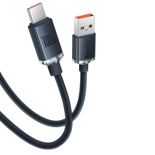 Cablu Baseus Crystal Shine (CAJY000501), USB-C, 100W, 2m, Negru