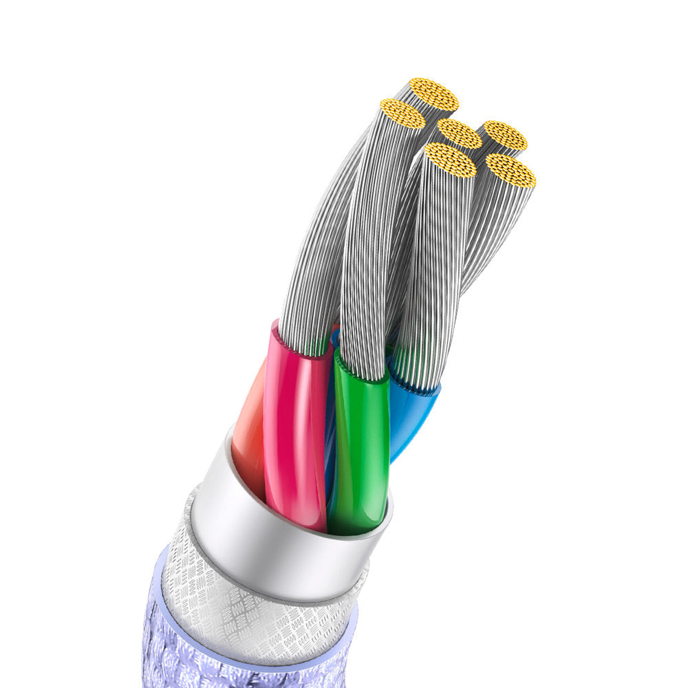Baseus - Data Cable Crystal Shine (CAJY000405) - USB to Type-C, 100W, 1.2m, Super Fast Charging, Nylon Braided - Purple