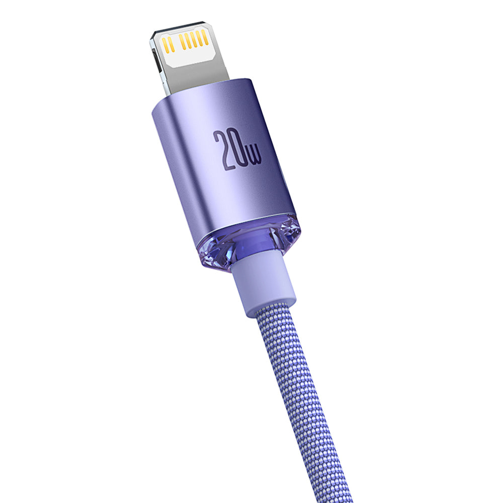Baseus - Data Cable Crystal Shine (CAJY000205) - Type-C to Lightning, 20W, 1.2m, Nylon Braided - Purple