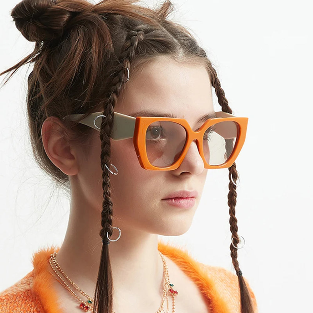 Techsuit - Sunglasses (3967) - for Women, PC Frame and Lens - Orange / Tan / Champagne