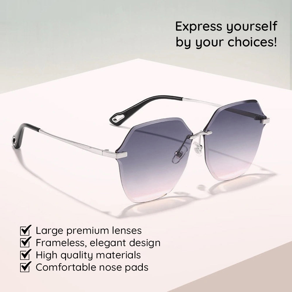 Techsuit - Sunglasses (8195) - for Women, Metal and PC - Silver / Black Gray