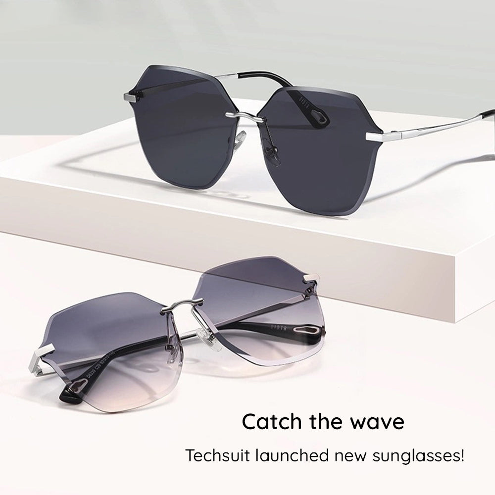 Techsuit - Sunglasses (8195) - for Women, Metal and PC - Silver / Black Gray