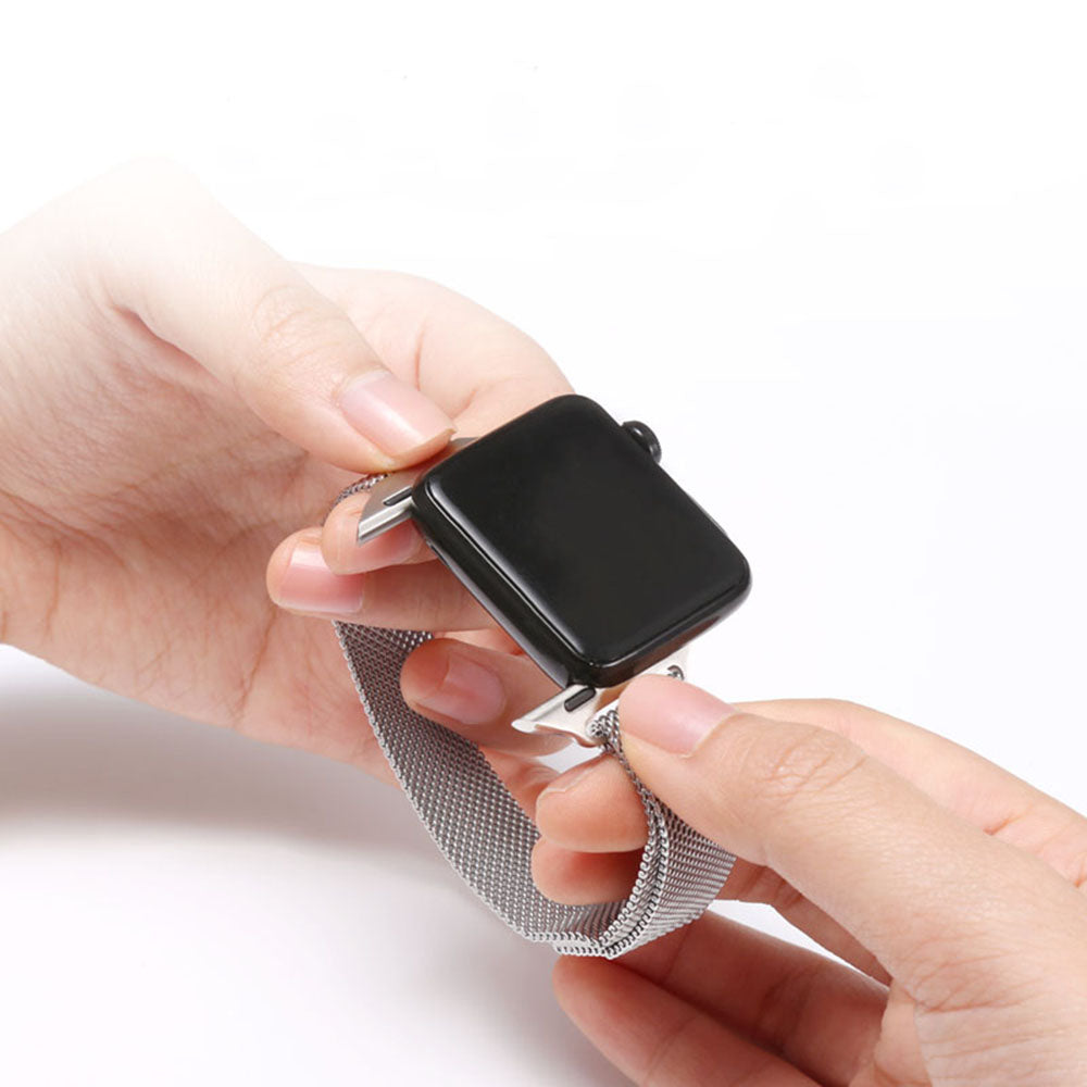Techsuit - Watchband (W034) - Apple Watch 1/2/3/4/5/6/7/8/9/10/11/SE/SE 2/SE 3/Ultra/2/3 (42/44/45/46/49mm) - Silver