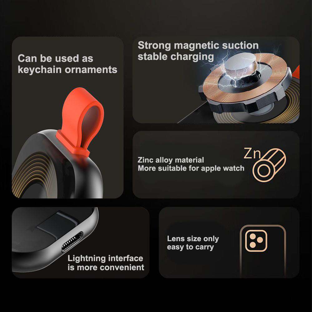 Lito - Magnetic Wireless Charger (LC03) - for Apple Watch, with Keyring, Charge On the Go, 5W, 1A - Black