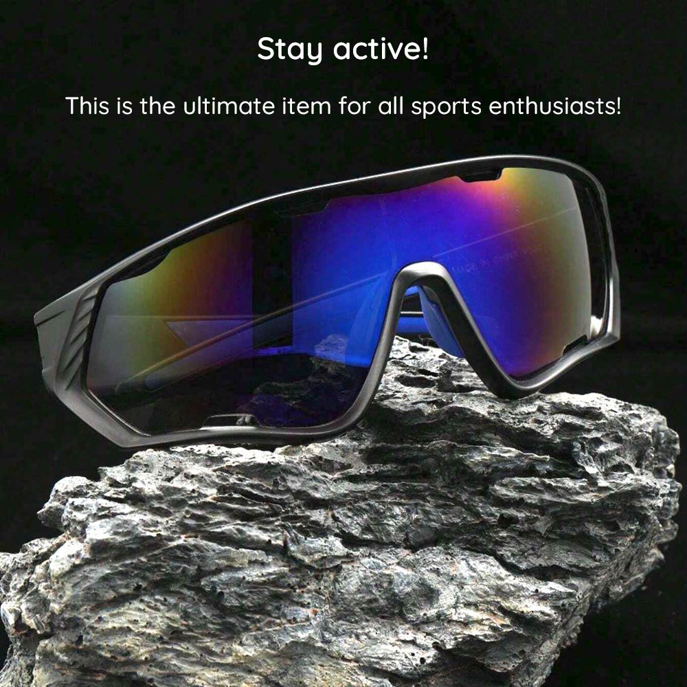 Techsuit - Bike Glasses (9330) - for Cycling, Sport Outdoor Activities, PC Frame and Lens, Unisex - Black / Red / Orange