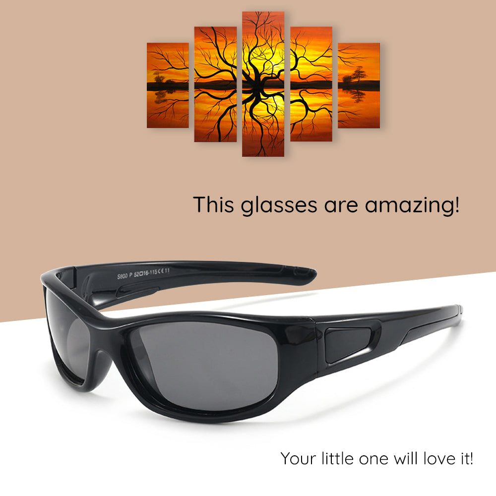 Techsuit - Sunglasses Polarised (800-C29) - for Kids, Sport Type, Flexible - Blue / Dark Blue