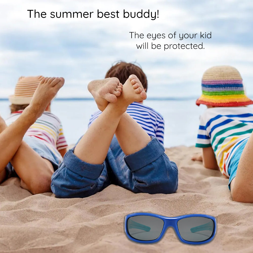 Techsuit - Sunglasses Polarised (800-C29) - for Kids, Sport Type, Flexible - Blue / Dark Blue