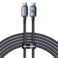Baseus - Data Cable Crystal Shine (CAJY000701) - Type-C to Type-C, 100W, 2m, Super Fast Charging, Nylon Braided - Black