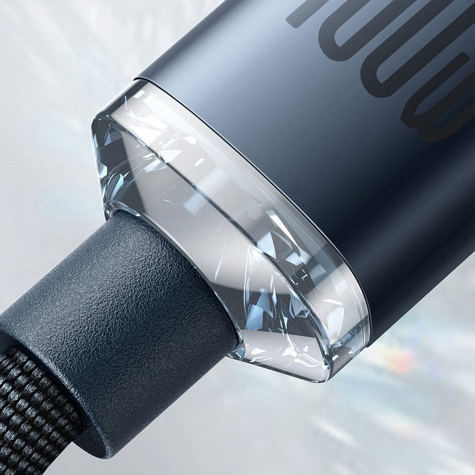 Baseus - Data Cable Crystal Shine (CAJY000701) - Type-C to Type-C, 100W, 2m, Super Fast Charging, Nylon Braided - Black