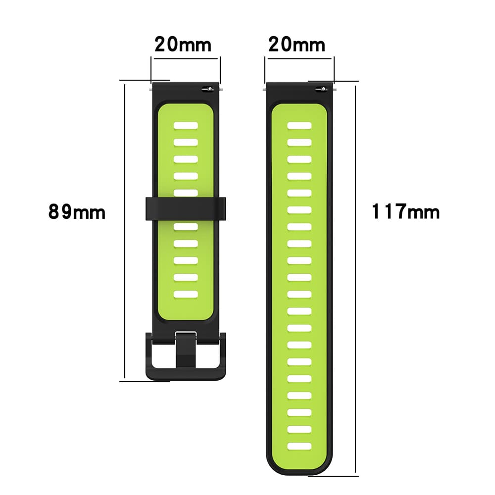 Techsuit - Watchband 20mm (W002) - Samsung Galaxy Watch 4/5/Active 2, Huawei Watch GT 3 (42mm)/GT 3 Pro (43mm) - Black