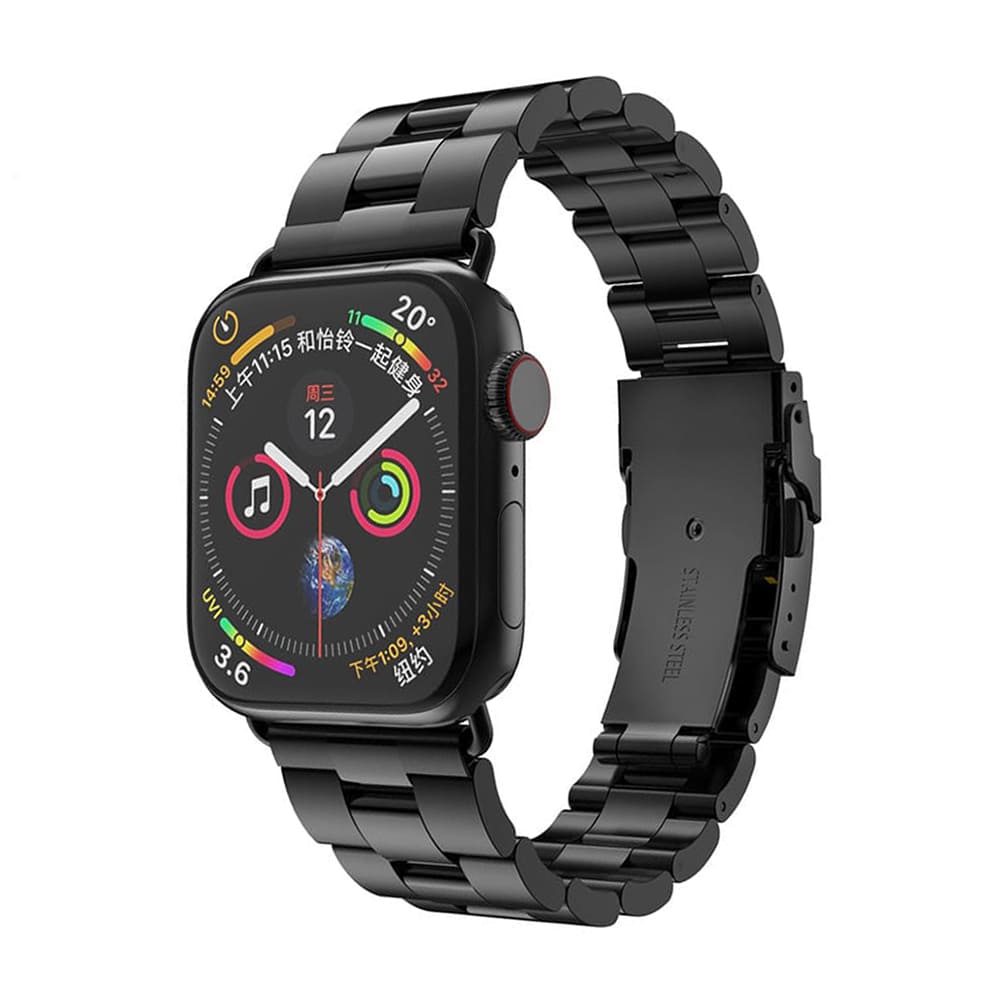 Techsuit - Watchband (W036) - Apple Watch 1/2/3/4/5/6/7/8/9/10/11/SE/SE 2/SE 3 (38/40/41/42mm) - Black