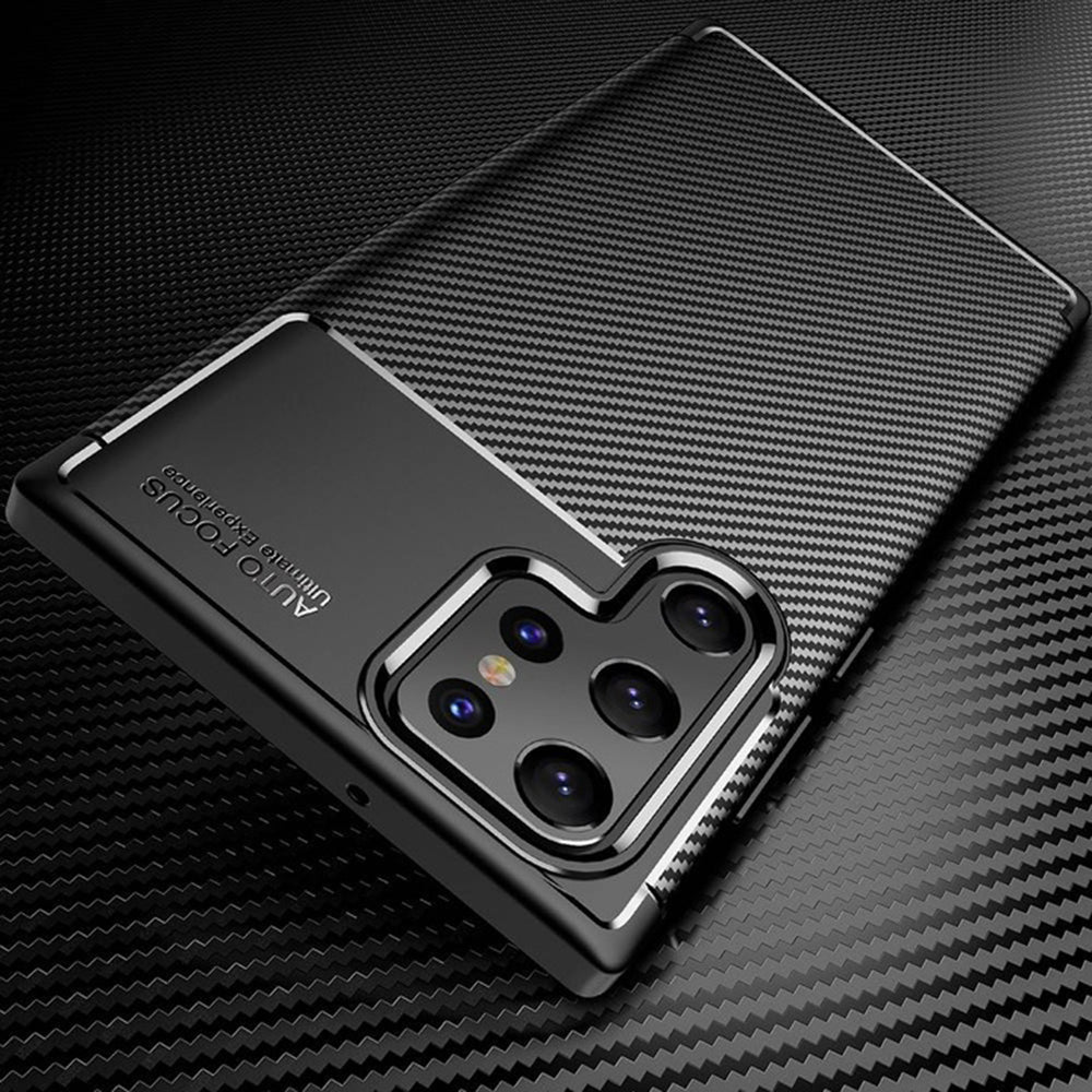 Techsuit - CarbonFiber - Samsung Galaxy S22 Ultra 5G - Black