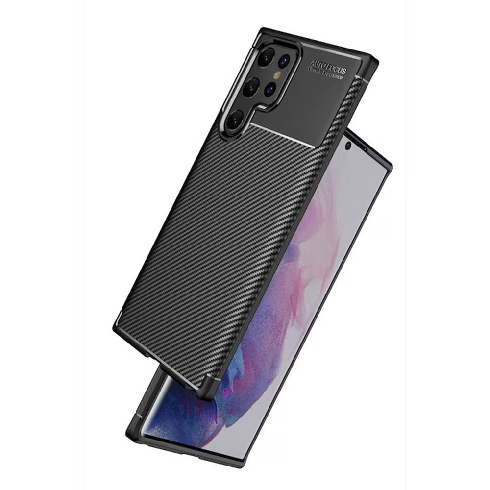 Techsuit - CarbonFiber - Samsung Galaxy S22 Ultra 5G - Black