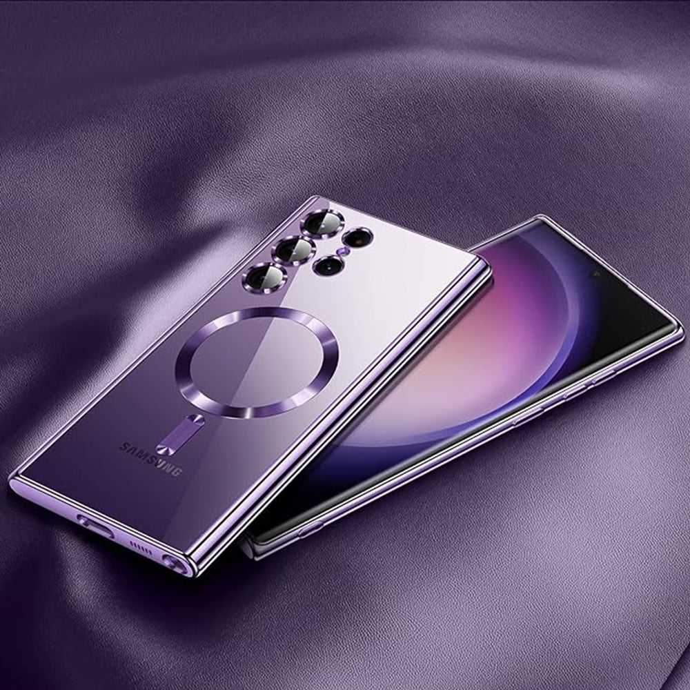Husa de protectie Techsuit Luxury Crystal MagSafe compatibil cu Samsung Galaxy S21 Ultra 5G, Roșu