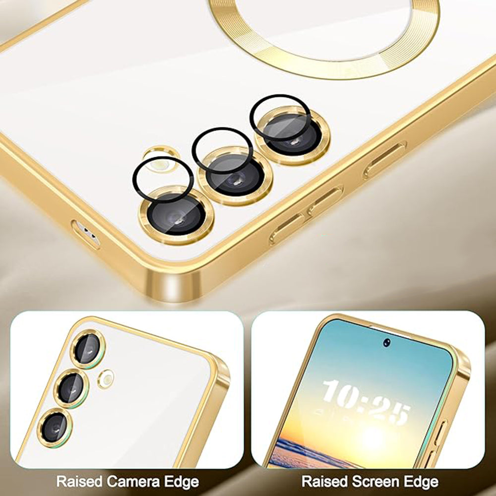 Husa de protectie Techsuit Luxury Crystal MagSafe compatibil cu Samsung Galaxy S23, Auriu