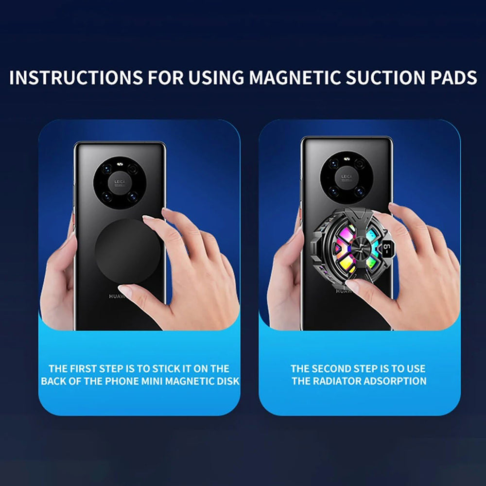 Techsuit - Phone Cooler (P60) - Magnetic, RGB Lights, Temperature Display, Low Noise, Two Speeds, for iOS and Android - 