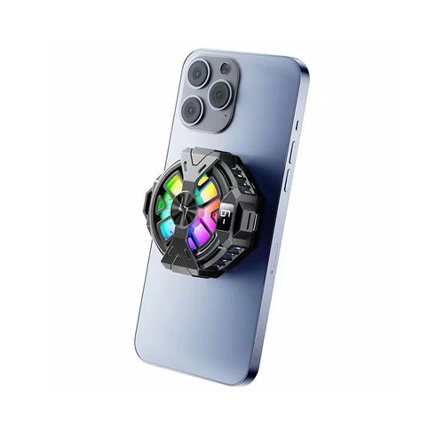Techsuit - Phone Cooler (P60) - Magnetic, RGB Lights, Temperature Display, Low Noise, Two Speeds, for iOS and Android - 