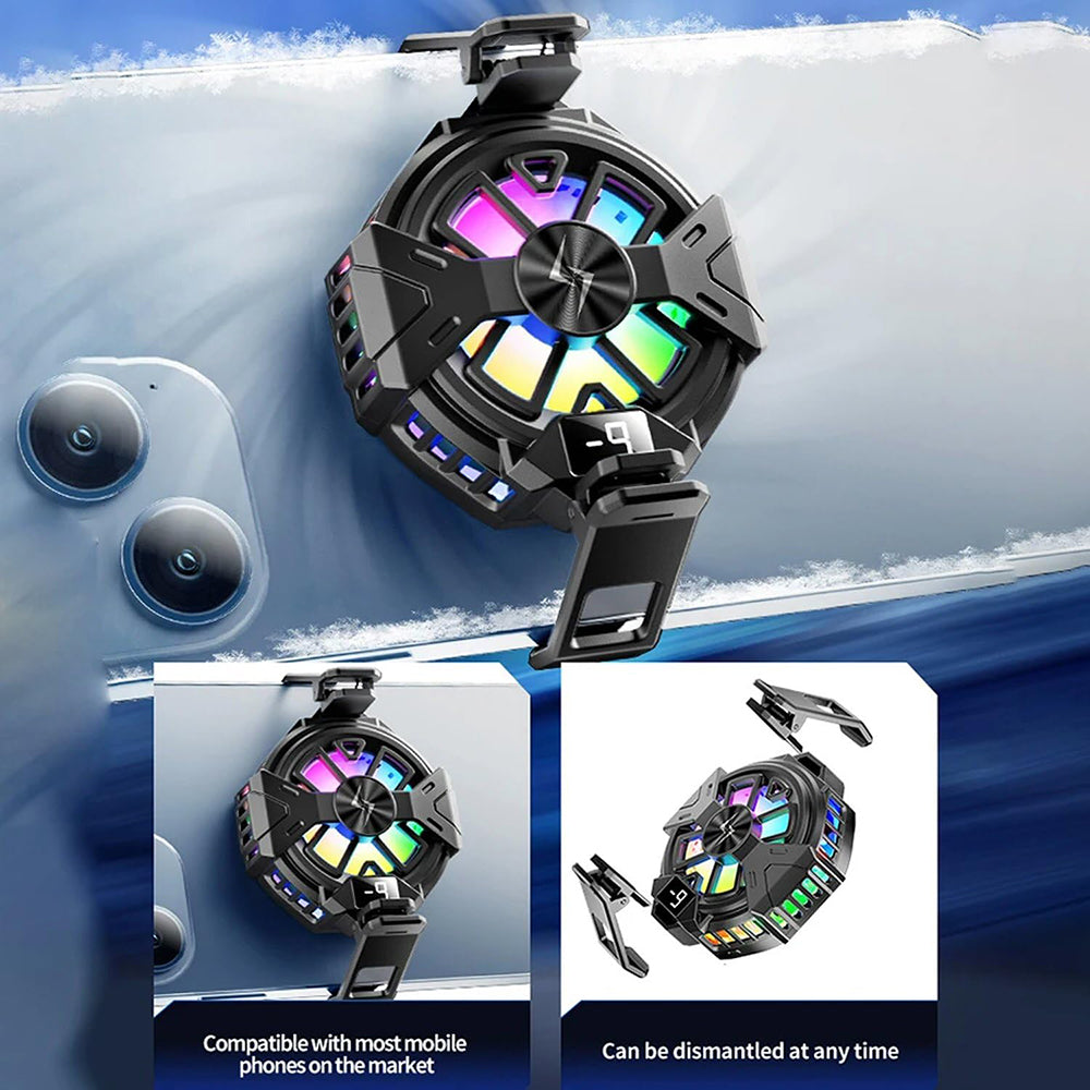 Techsuit - Phone Cooler (P60) - Magnetic, RGB Lights, Temperature Display, Low Noise, Two Speeds, for iOS and Android - 